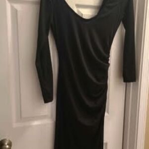 VENUS Black Maxi Dress with Long Sleeves